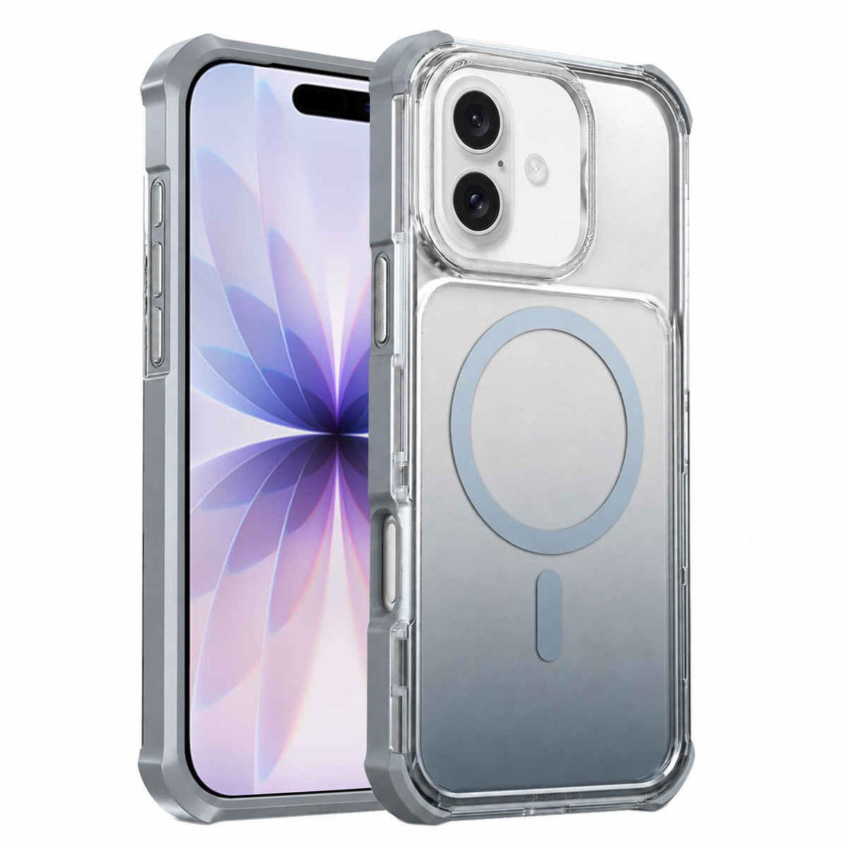 For iPhone 17 Transparent Gradient Magnetic Phone Case - Grey - EDA009721121D