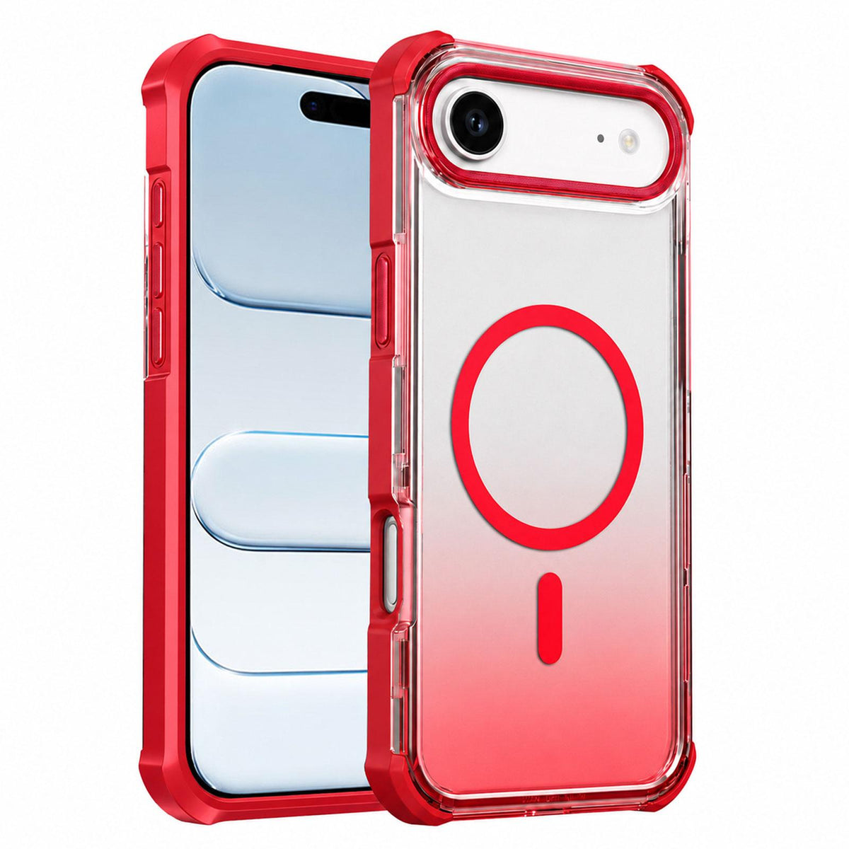 For iPhone Air Transparent Gradient Magnetic Phone Case - Red - EDA009721122C