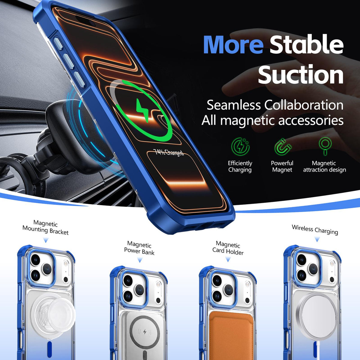 For iPhone Air Transparent Gradient Magnetic Phone Case - Blue - EDA009721122E