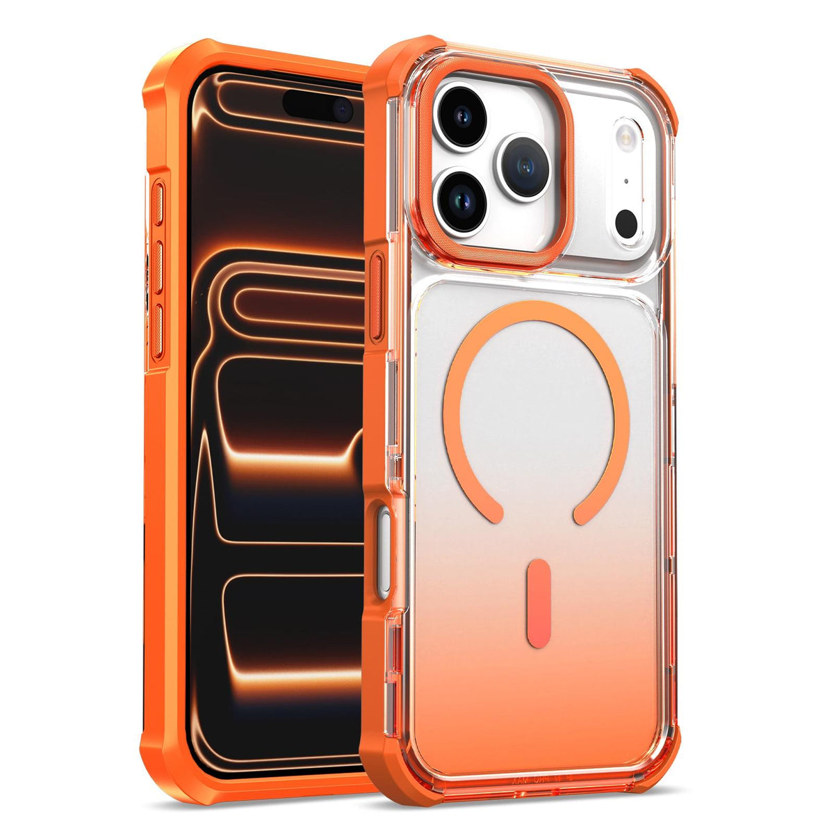 For iPhone 17 Pro Max Transparent Gradient Magnetic Phone Case - Orange - EDA009721124A