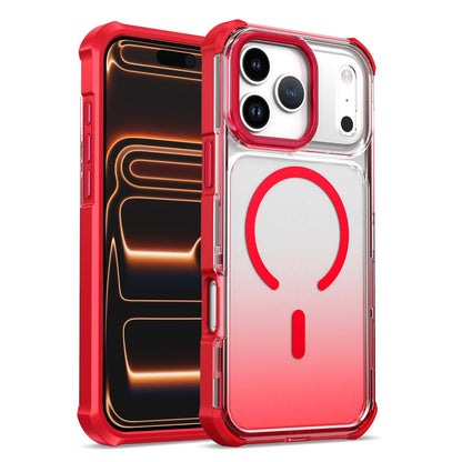 For iPhone 17 Pro Max Transparent Gradient Magnetic Phone Case - Red - EDA009721124C
