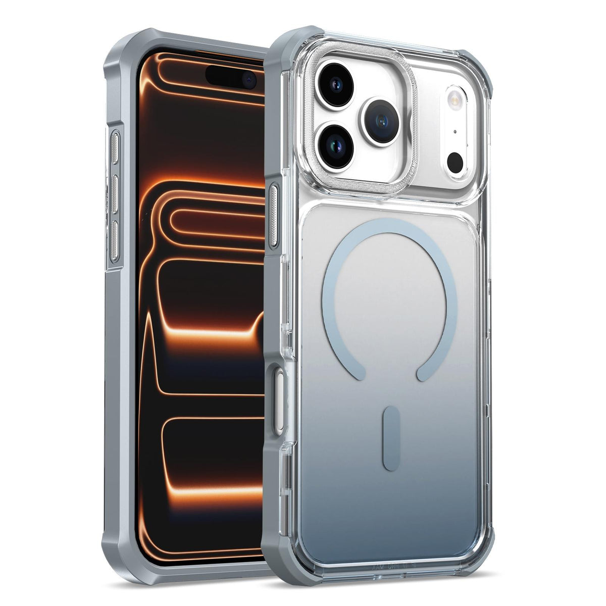 For iPhone 17 Pro Max Transparent Gradient Magnetic Phone Case - Grey - EDA009721124D