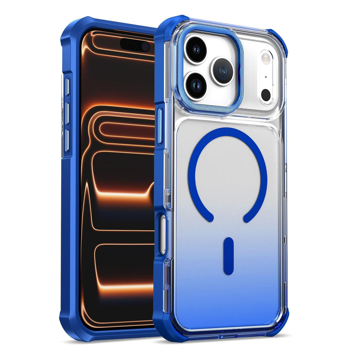 For iPhone 17 Pro Max Transparent Gradient Magnetic Phone Case - Blue - EDA009721124E
