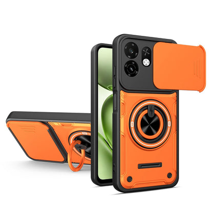 For Itel A100C 4G Multifunctional Sliding Camshield Ring Holder Phone Case - Orange - EDA009721301A