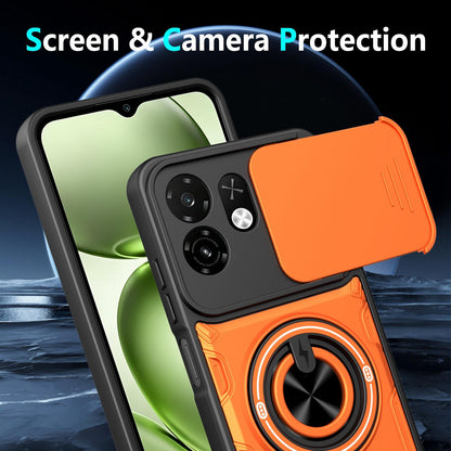 For Itel A100C 4G Multifunctional Sliding Camshield Ring Holder Phone Case - Orange - EDA009721301A
