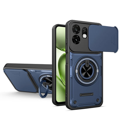 For Itel A100C 4G Multifunctional Sliding Camshield Ring Holder Phone Case - Blue - EDA009721301B