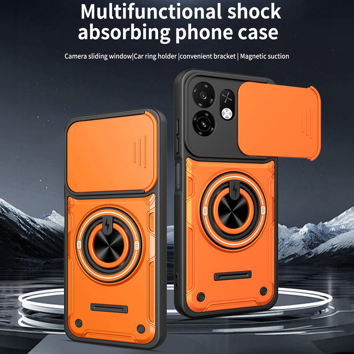 For Itel A100C 4G Multifunctional Sliding Camshield Ring Holder Phone Case - Blue - EDA009721301B