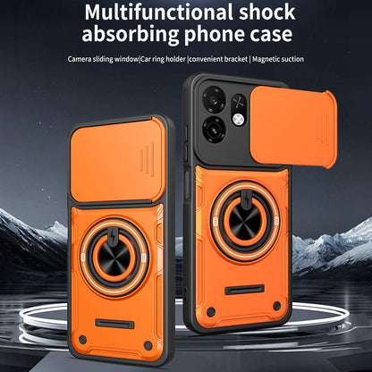 For Itel A100C 4G Multifunctional Sliding Camshield Ring Holder Phone Case - Blue - EDA009721301B