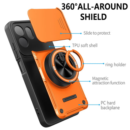 For Itel A100C 4G Multifunctional Sliding Camshield Ring Holder Phone Case - Blue - EDA009721301B
