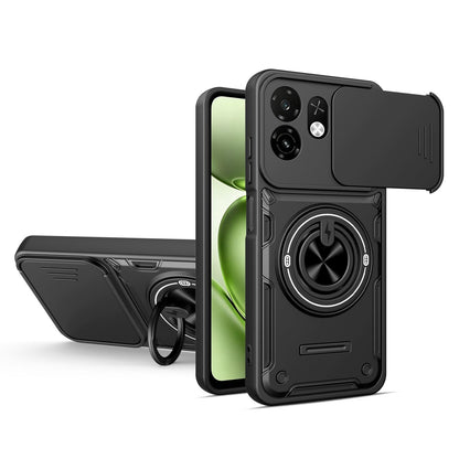 For Itel A100C 4G Multifunctional Sliding Camshield Ring Holder Phone Case - Black - EDA009721301C