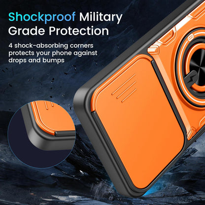 For Itel A100C 4G Multifunctional Sliding Camshield Ring Holder Phone Case - Black - EDA009721301C
