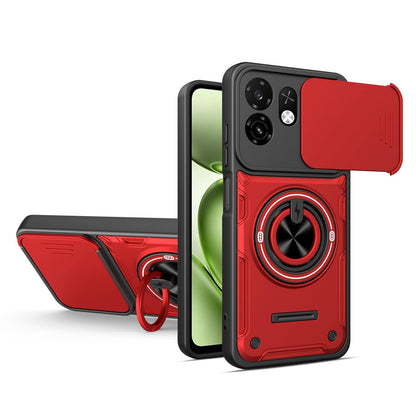 For Itel A100C 4G Multifunctional Sliding Camshield Ring Holder Phone Case - Red - EDA009721301D