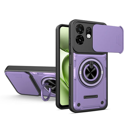 For Itel A100C 4G Multifunctional Sliding Camshield Ring Holder Phone Case - Purple - EDA009721301E