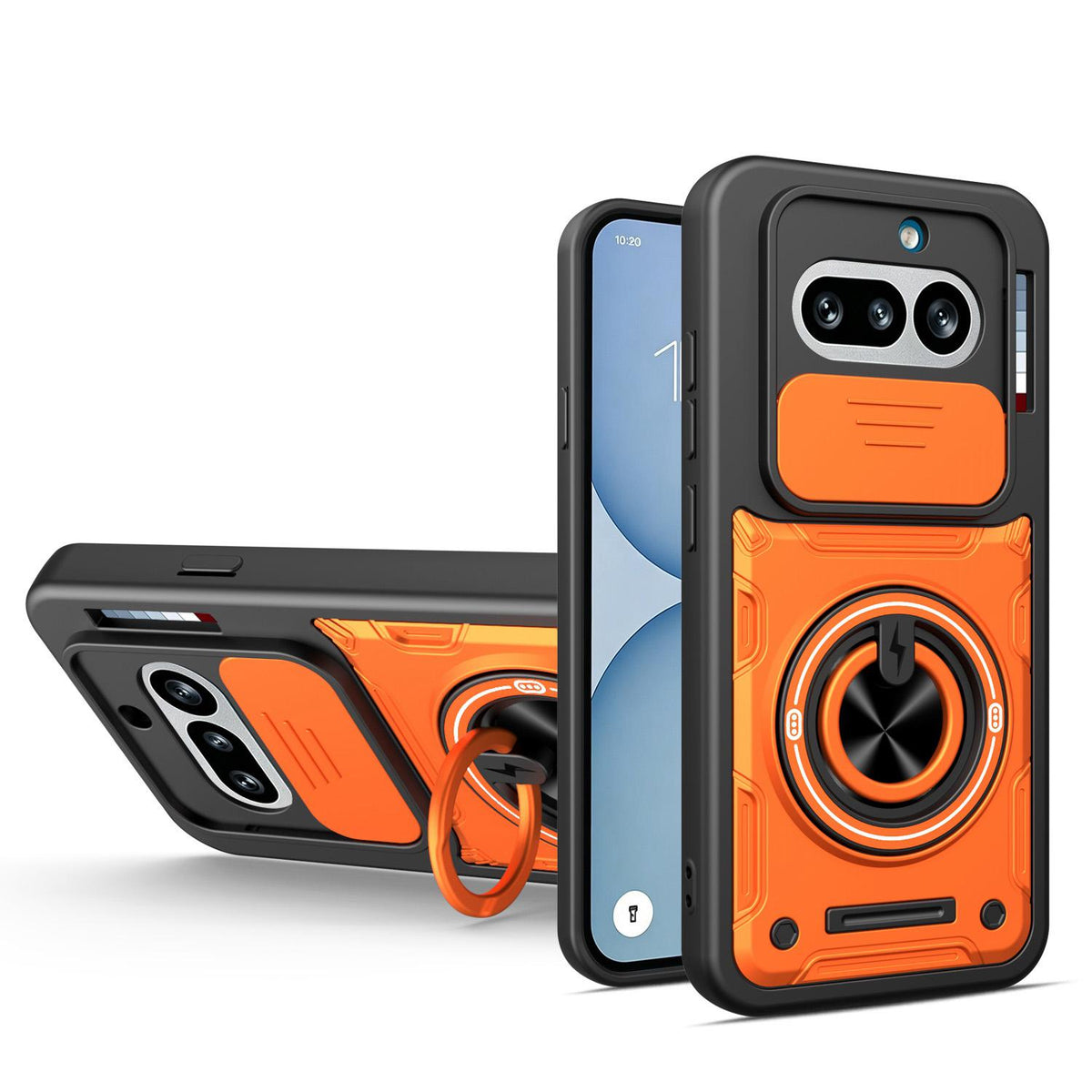 For Nothing Phone 4a Multifunctional Sliding Camshield Ring Holder Phone Case - Orange - EDA009721801A