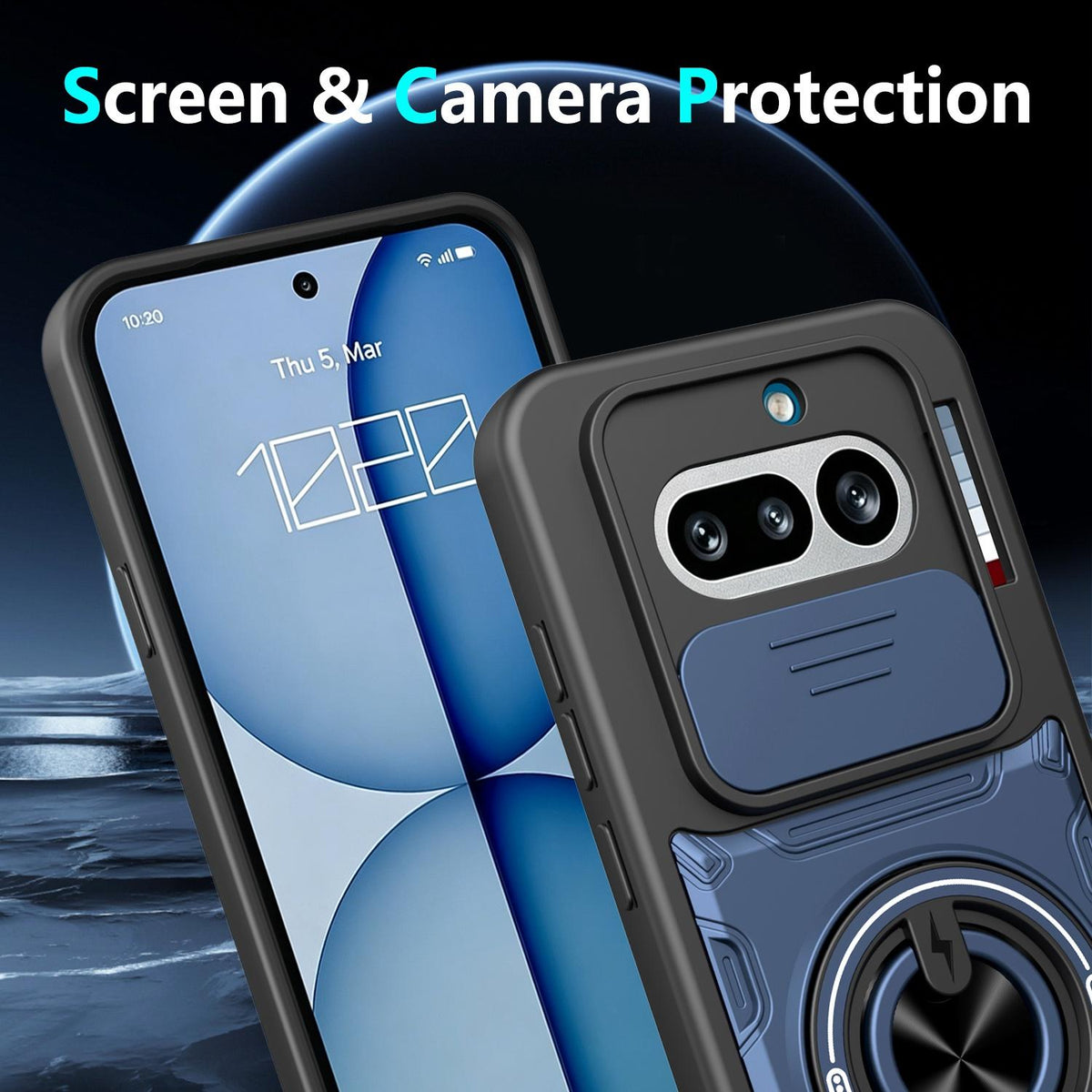 For Nothing Phone 4a Multifunctional Sliding Camshield Ring Holder Phone Case - Orange - EDA009721801A