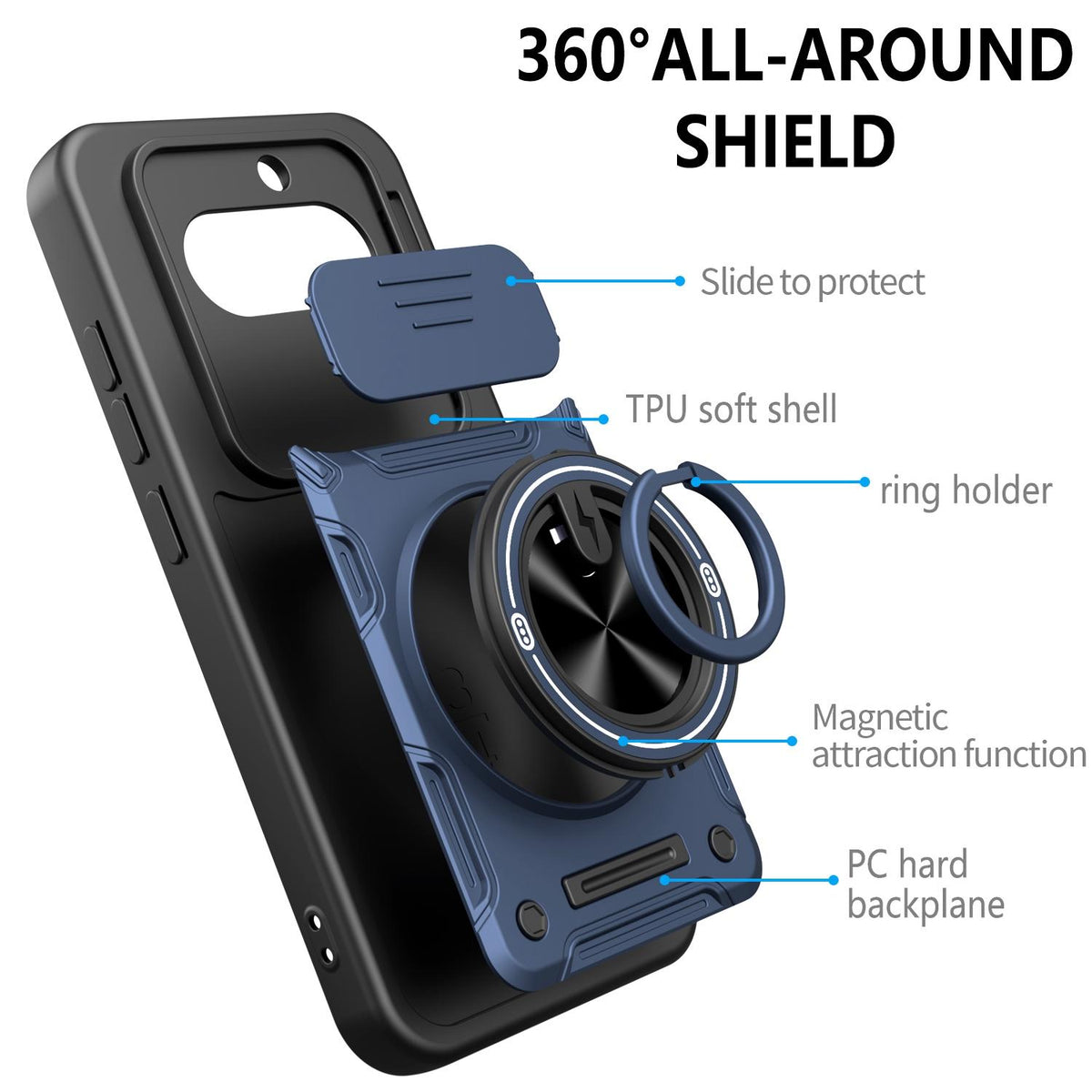For Nothing Phone 4a Multifunctional Sliding Camshield Ring Holder Phone Case - Orange - EDA009721801A