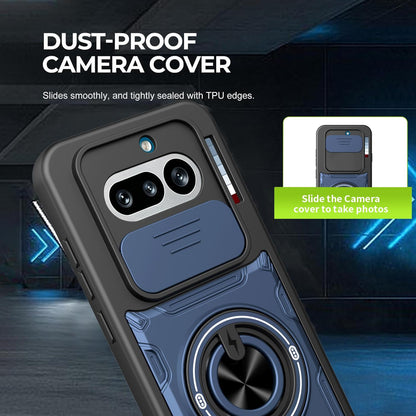 For Nothing Phone 4a Multifunctional Sliding Camshield Ring Holder Phone Case - Blue - EDA009721801B