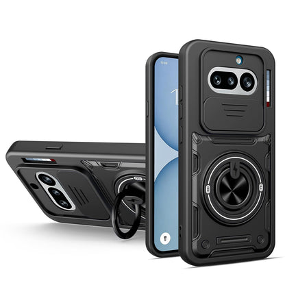 For Nothing Phone 4a Multifunctional Sliding Camshield Ring Holder Phone Case - Black - EDA009721801C