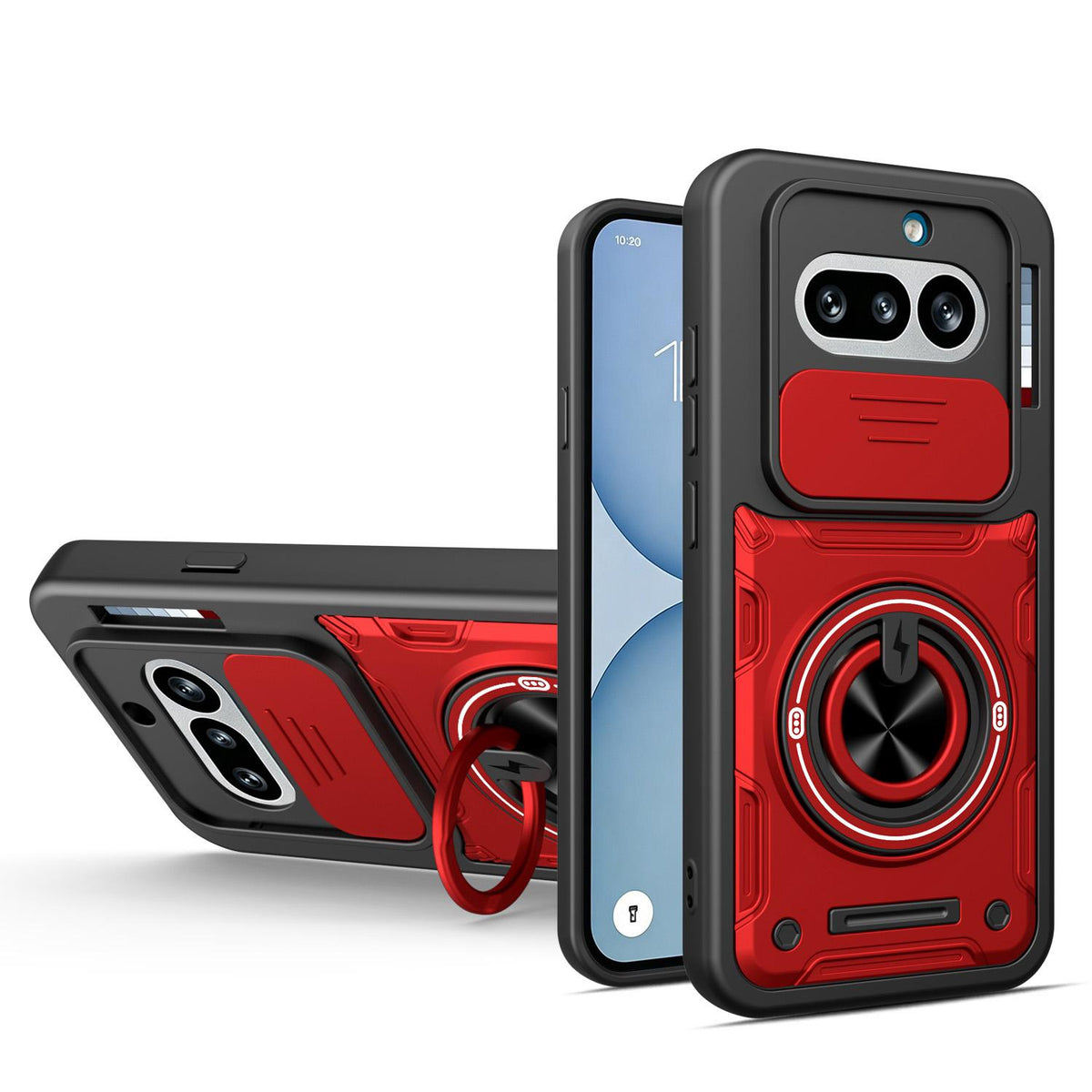 For Nothing Phone 4a Multifunctional Sliding Camshield Ring Holder Phone Case - Red - EDA009721801D