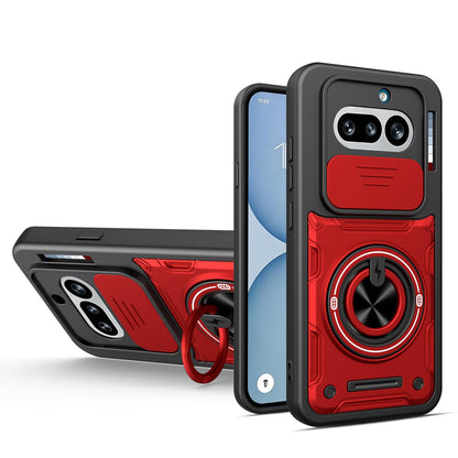 For Nothing Phone 4a Multifunctional Sliding Camshield Ring Holder Phone Case - Red - EDA009721801D