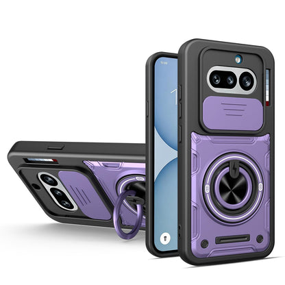 For Nothing Phone 4a Multifunctional Sliding Camshield Ring Holder Phone Case - Purple - EDA009721801E