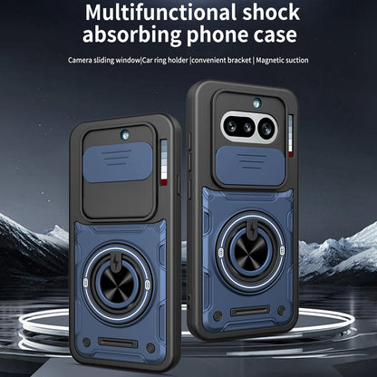 For Nothing Phone 4a Multifunctional Sliding Camshield Ring Holder Phone Case - Purple - EDA009721801E