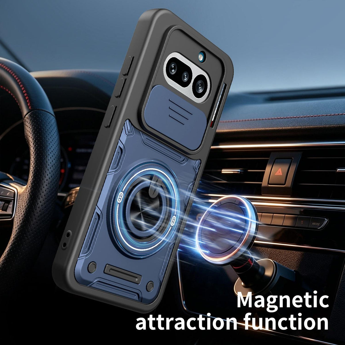 For Nothing Phone 4a Multifunctional Sliding Camshield Ring Holder Phone Case - Purple - EDA009721801E