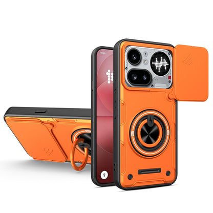 For Nothing Phone 4a Pro Multifunctional Sliding Camshield Ring Holder Phone Case - Orange - EDA009721802A