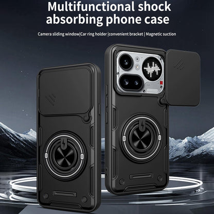 For Nothing Phone 4a Pro Multifunctional Sliding Camshield Ring Holder Phone Case - Orange - EDA009721802A