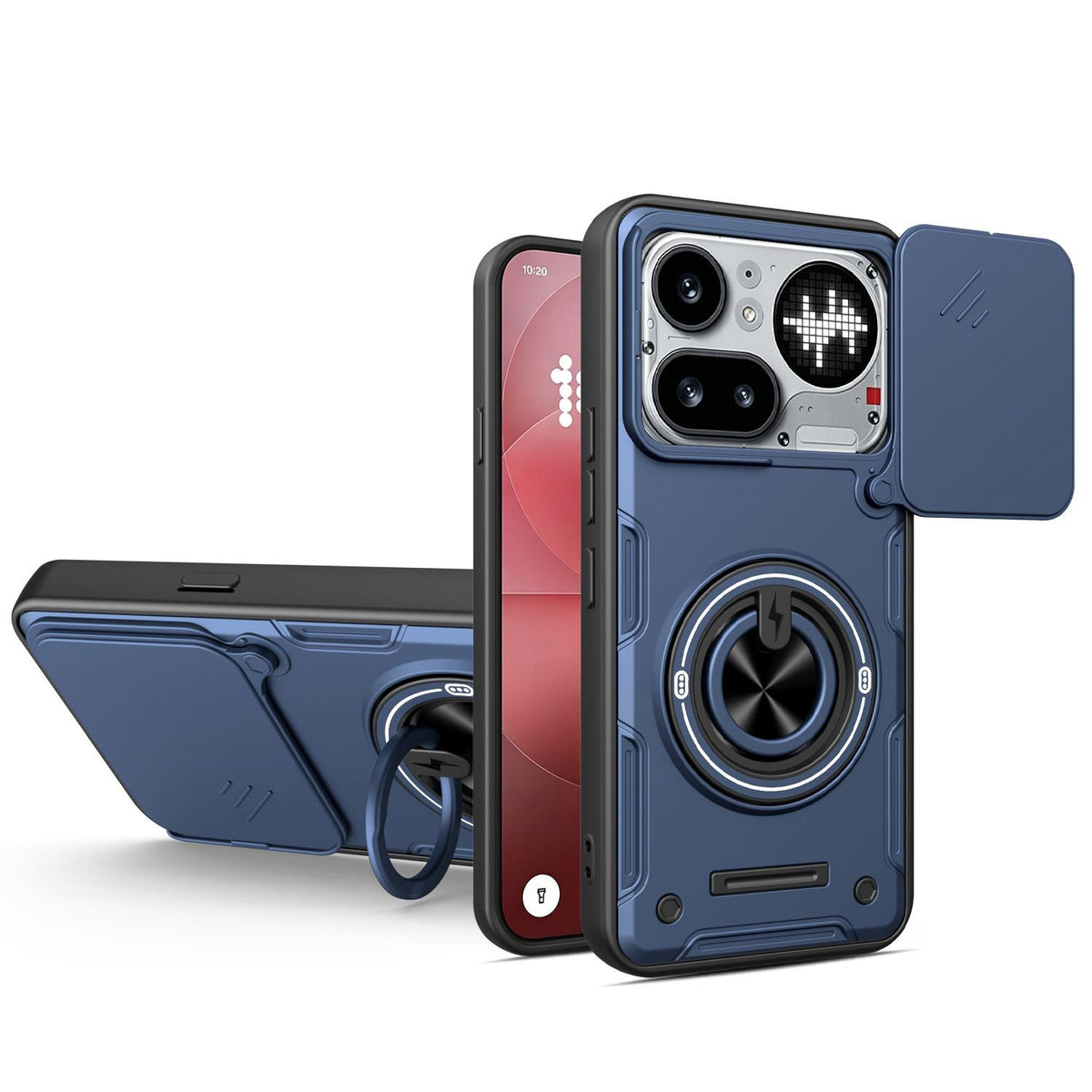 For Nothing Phone 4a Pro Multifunctional Sliding Camshield Ring Holder Phone Case - Blue - EDA009721802B