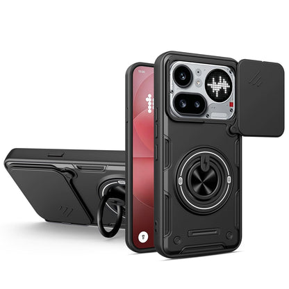 For Nothing Phone 4a Pro Multifunctional Sliding Camshield Ring Holder Phone Case - Black - EDA009721802C
