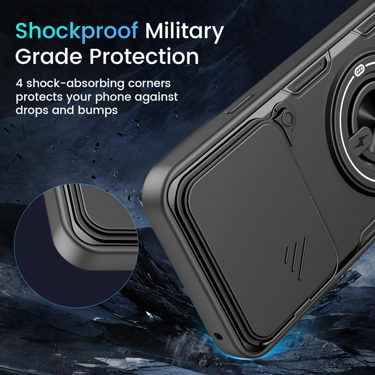 For Nothing Phone 4a Pro Multifunctional Sliding Camshield Ring Holder Phone Case - Black - EDA009721802C