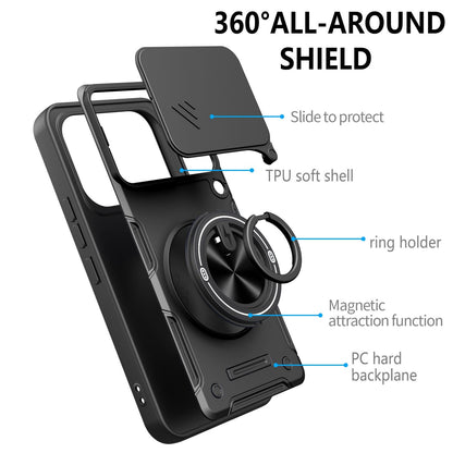 For Nothing Phone 4a Pro Multifunctional Sliding Camshield Ring Holder Phone Case - Black - EDA009721802C
