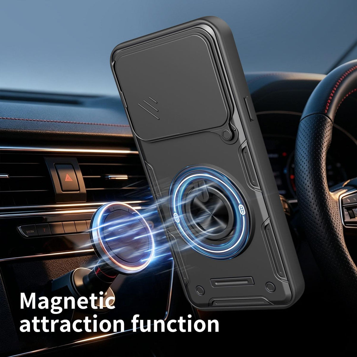 For Nothing Phone 4a Pro Multifunctional Sliding Camshield Ring Holder Phone Case - Red - EDA009721802D