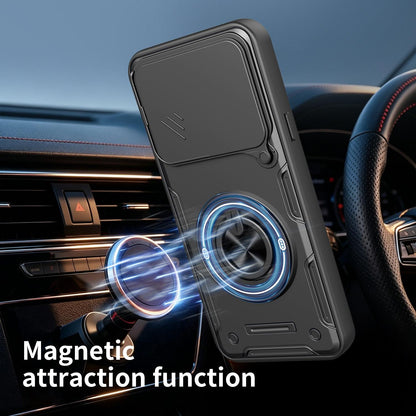 For Nothing Phone 4a Pro Multifunctional Sliding Camshield Ring Holder Phone Case - Red - EDA009721802D