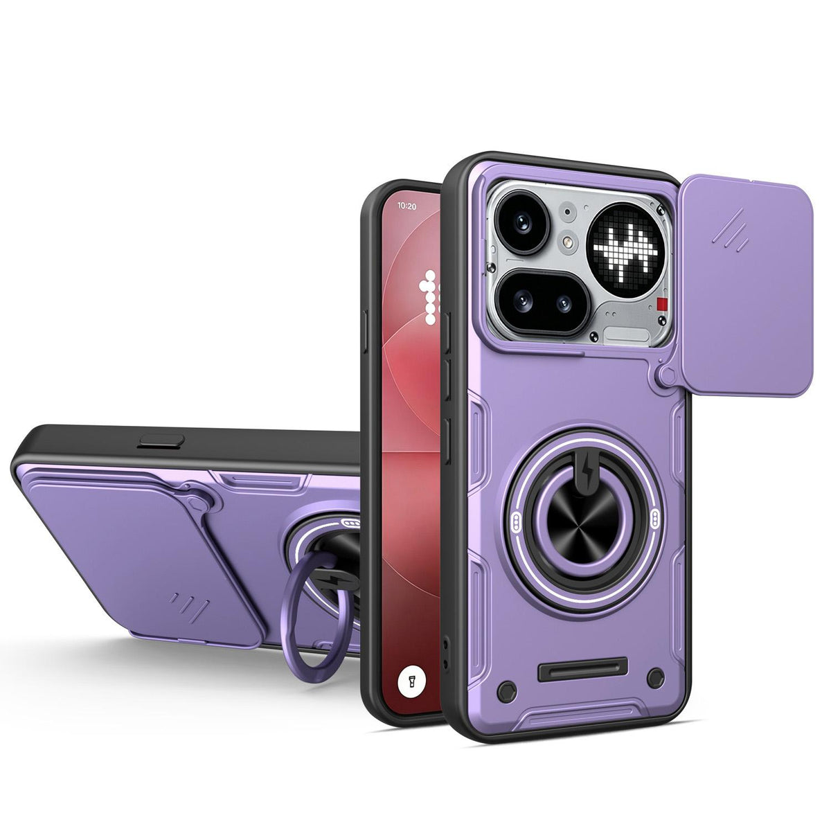 For Nothing Phone 4a Pro Multifunctional Sliding Camshield Ring Holder Phone Case - Purple - EDA009721802E