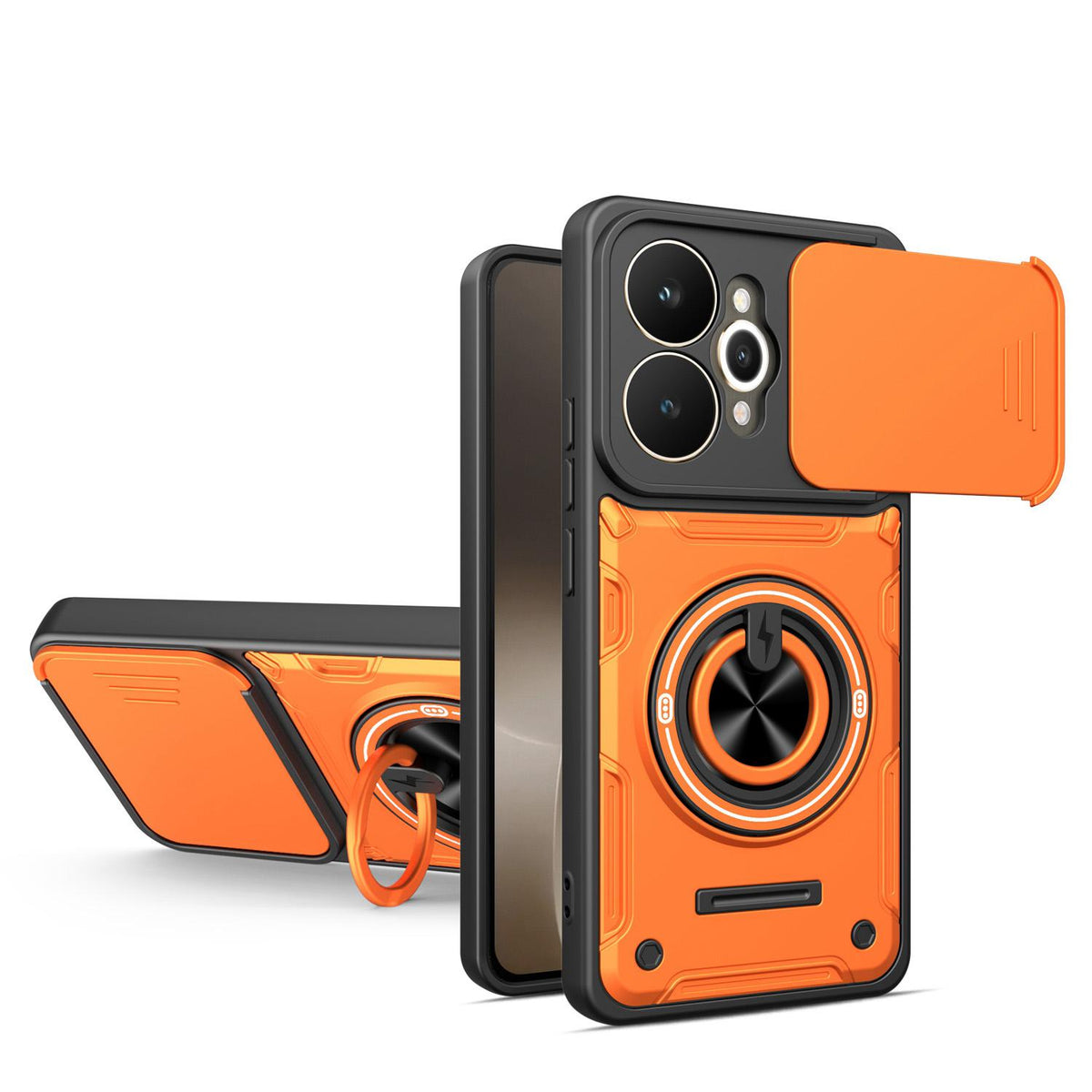 For Realme 15 / 15 Pro 5G Multifunctional Sliding Camshield Ring Holder Phone Case - Orange - EDA009722001A