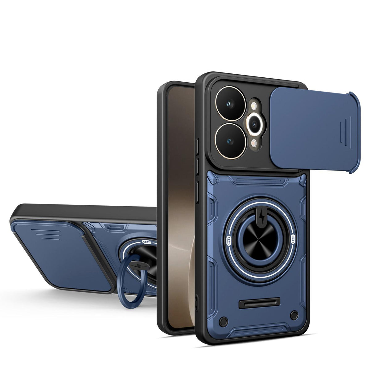 For Realme 15 / 15 Pro 5G Multifunctional Sliding Camshield Ring Holder Phone Case - Blue - EDA009722001B