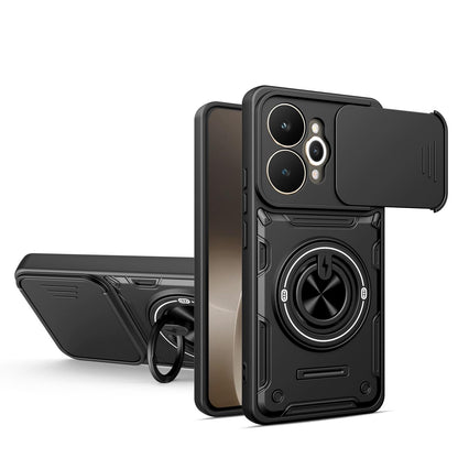 For Realme 15 / 15 Pro 5G Multifunctional Sliding Camshield Ring Holder Phone Case - Black - EDA009722001C
