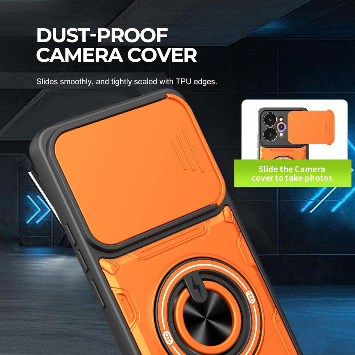 For Realme 15 / 15 Pro 5G Multifunctional Sliding Camshield Ring Holder Phone Case - Black - EDA009722001C
