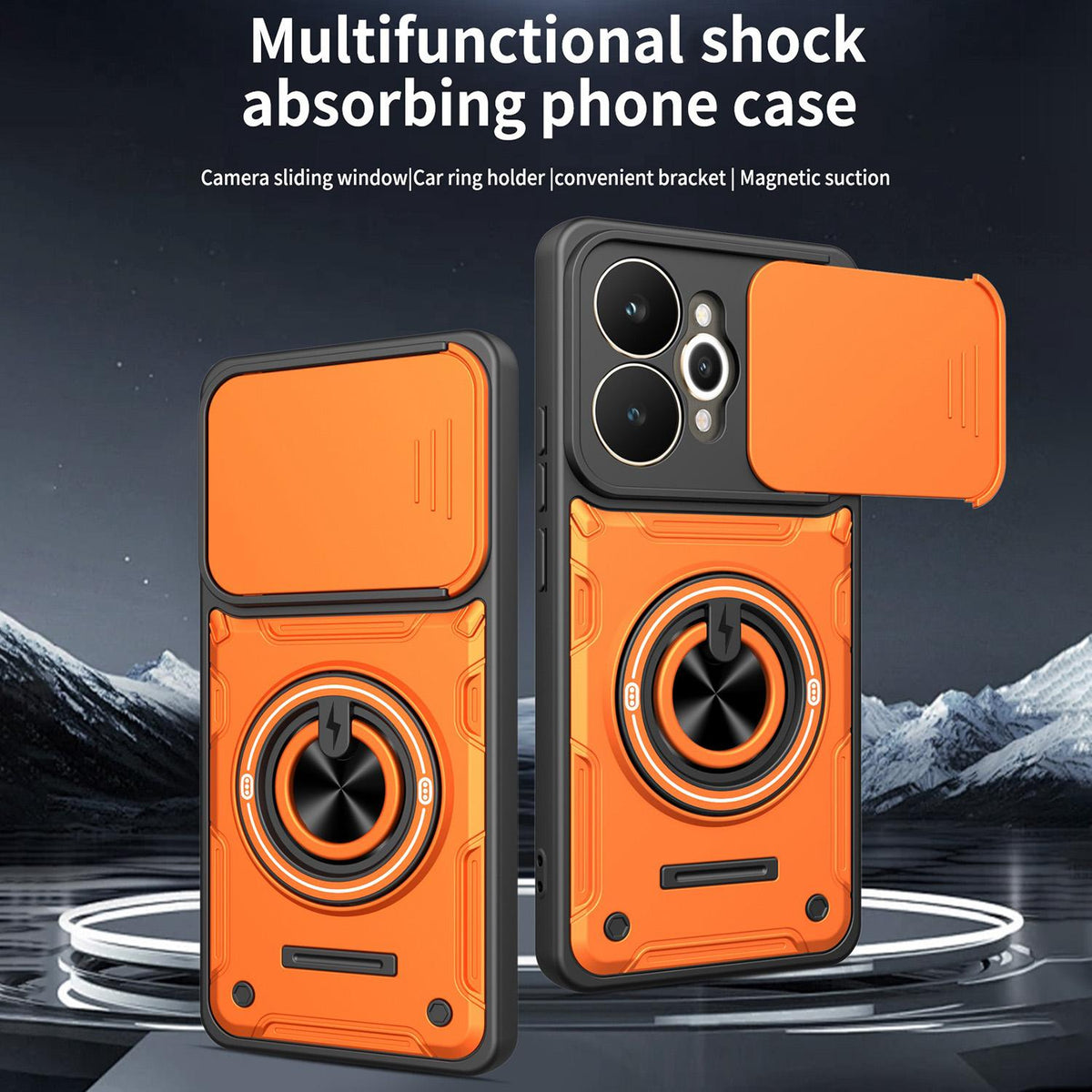 For Realme 15 / 15 Pro 5G Multifunctional Sliding Camshield Ring Holder Phone Case - Red - EDA009722001D