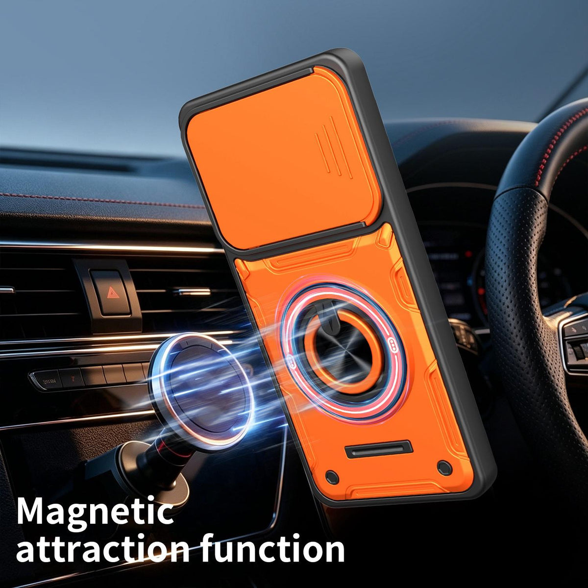 For Realme 15 / 15 Pro 5G Multifunctional Sliding Camshield Ring Holder Phone Case - Red - EDA009722001D
