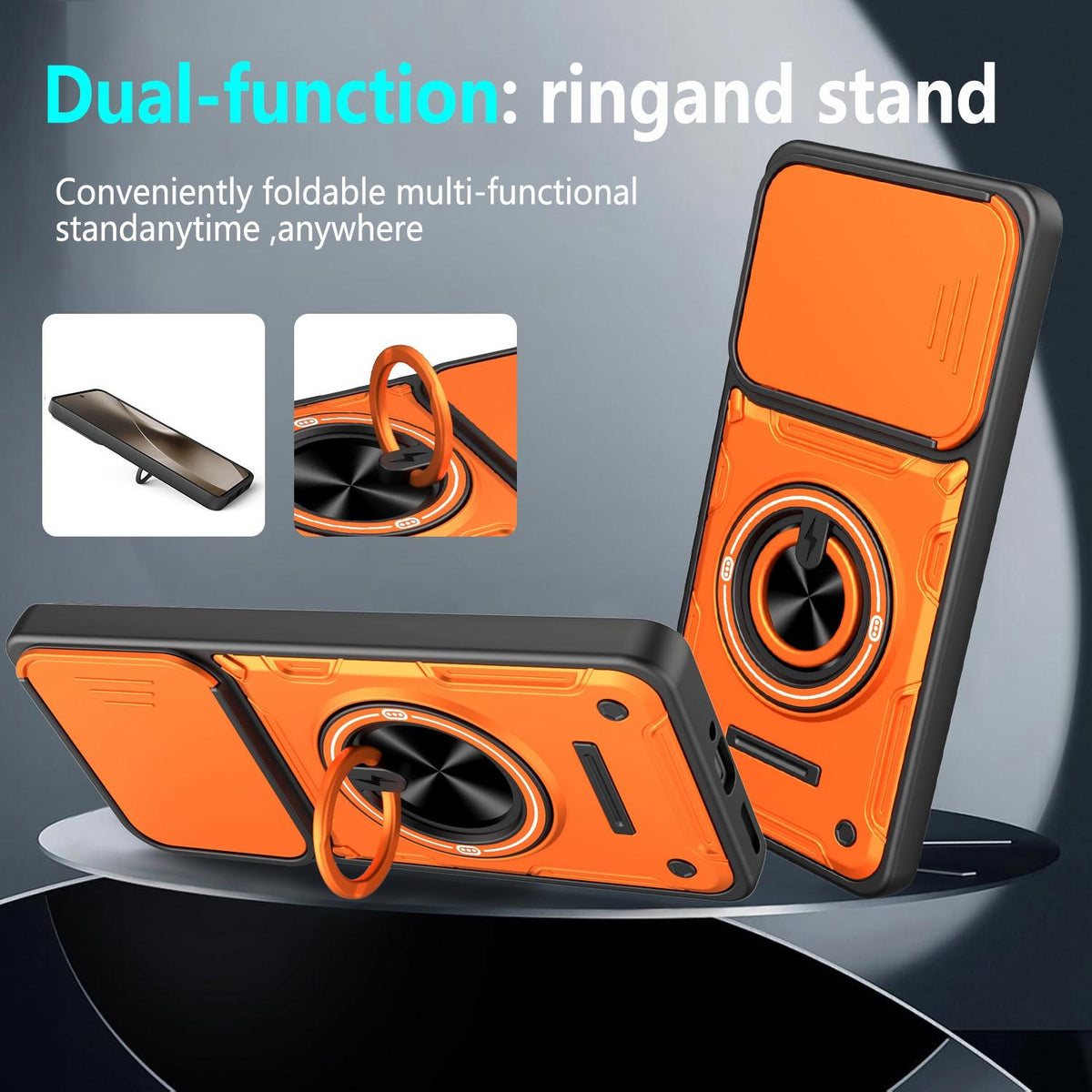 For Realme 15 / 15 Pro 5G Multifunctional Sliding Camshield Ring Holder Phone Case - Red - EDA009722001D