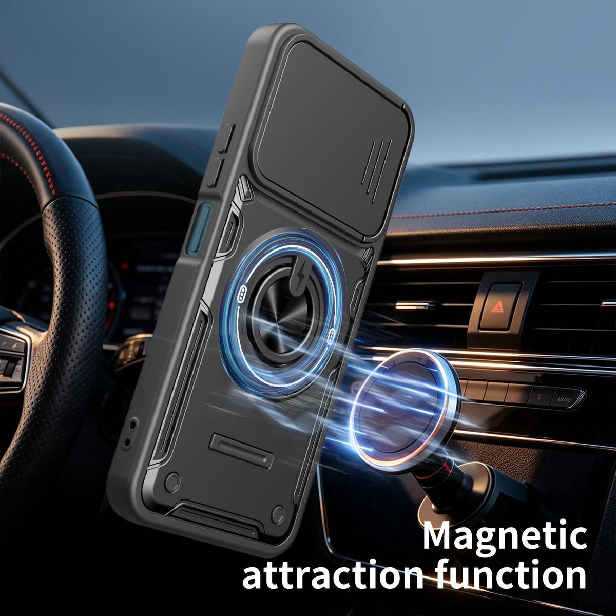 For OPPO A6 / A6x Global Multifunctional Sliding Camshield Ring Holder Phone Case - Orange - EDA009722101A