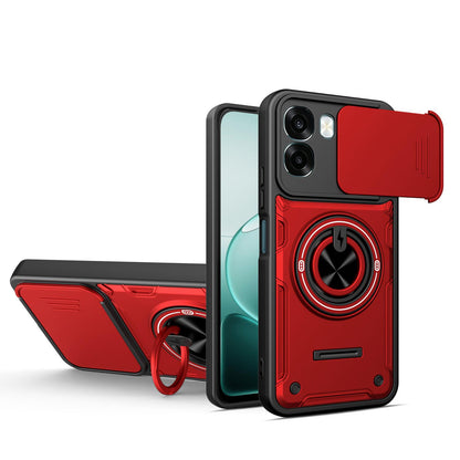 For OPPO A6 / A6x Global Multifunctional Sliding Camshield Ring Holder Phone Case - Red - EDA009722101D