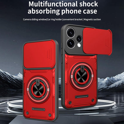 For OPPO Reno15 5G Global Multifunctional Sliding Camshield Ring Holder Phone Case - Orange - EDA009722103A