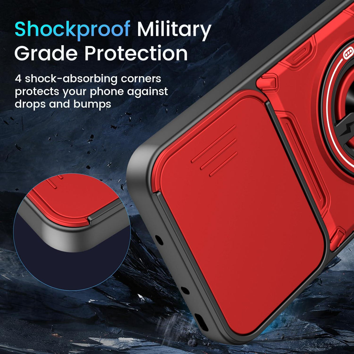 For OPPO Reno15 5G Global Multifunctional Sliding Camshield Ring Holder Phone Case - Blue - EDA009722103B