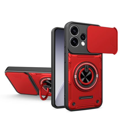 For OPPO Reno15 5G Global Multifunctional Sliding Camshield Ring Holder Phone Case - Red - EDA009722103D