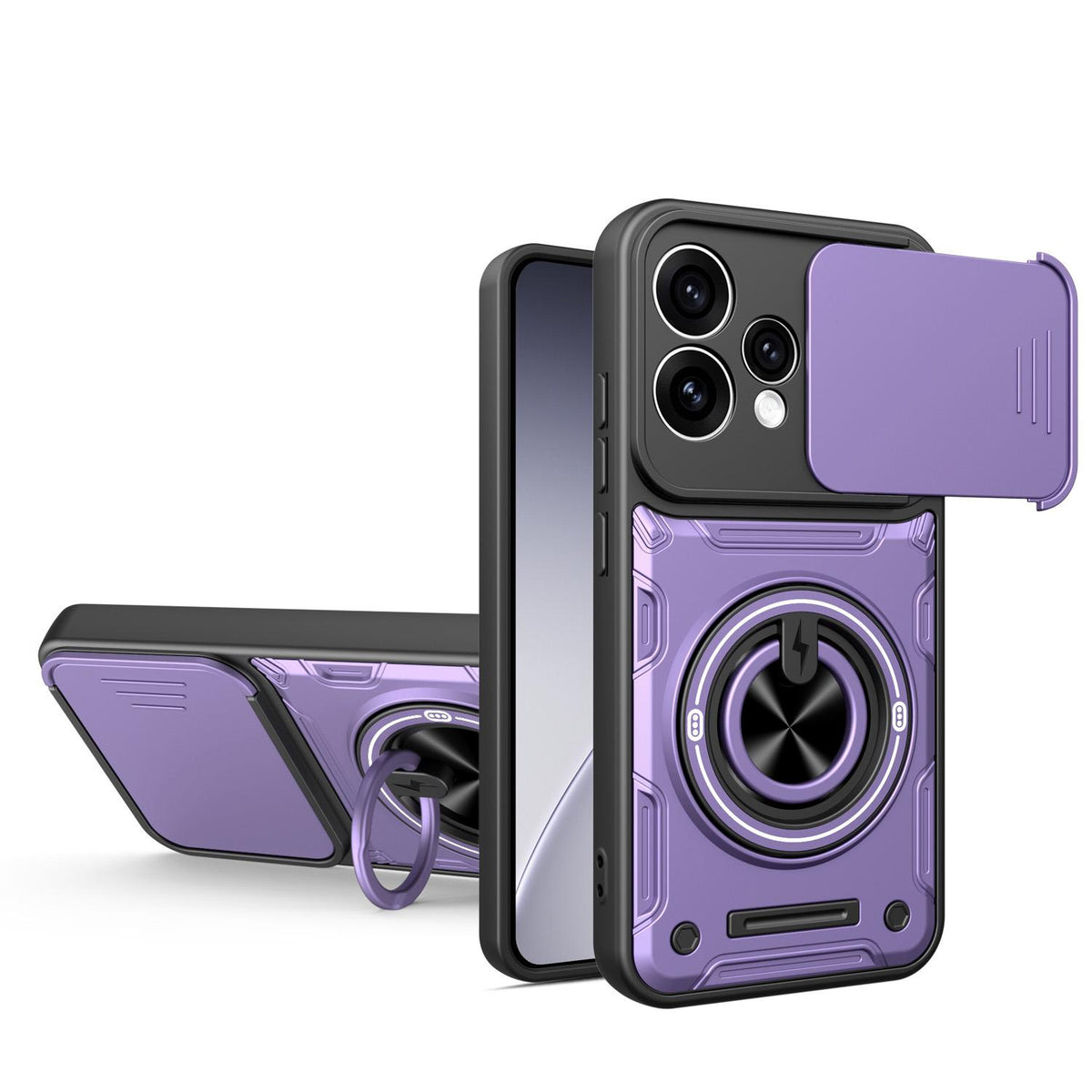 For OPPO Reno15 5G Global Multifunctional Sliding Camshield Ring Holder Phone Case - Purple - EDA009722103E
