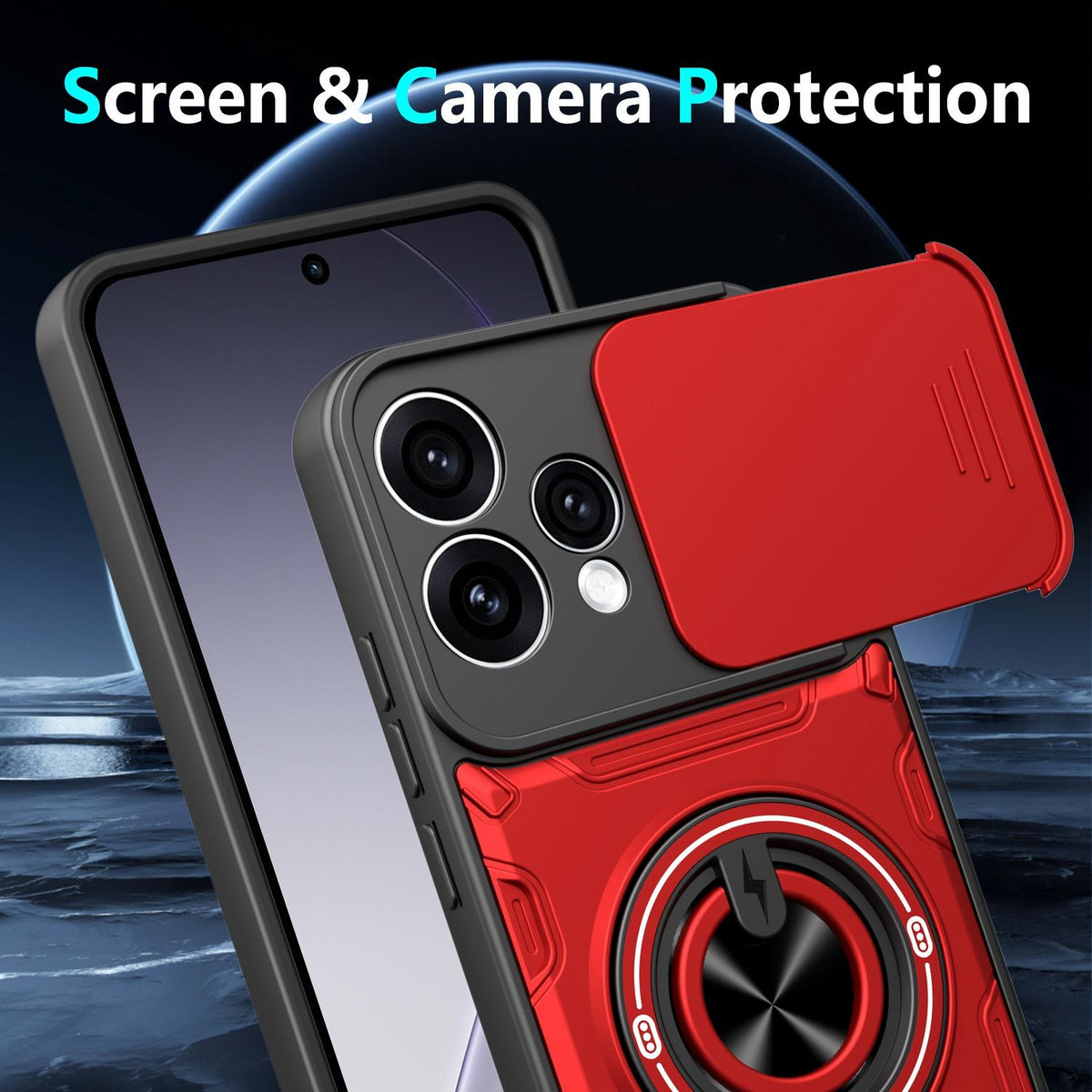 For OPPO Reno15 5G Global Multifunctional Sliding Camshield Ring Holder Phone Case - Purple - EDA009722103E